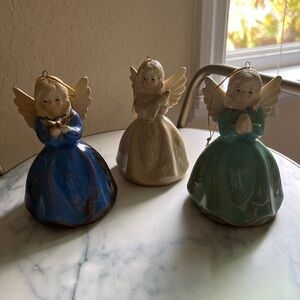 Vintage Angel Bells Christmas Ornaments Set of 3 RARE